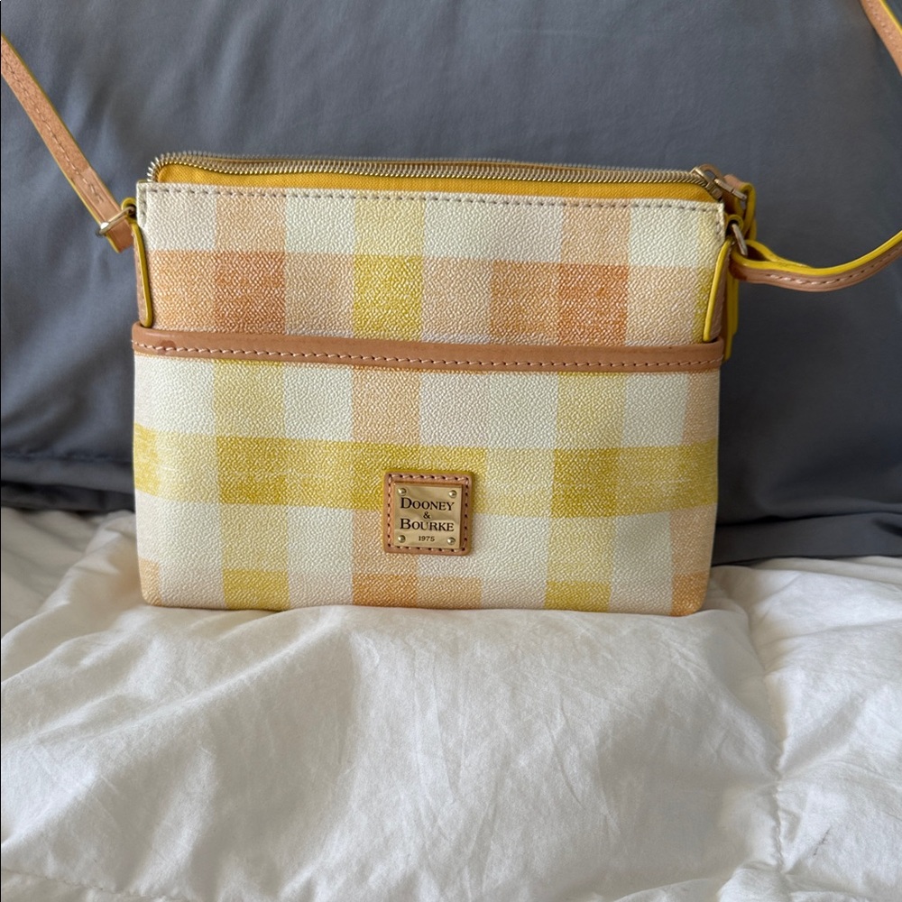 Dooney & Bourke Yellow and Orange Checkered Crossbody Bag - Picture 1 of 8